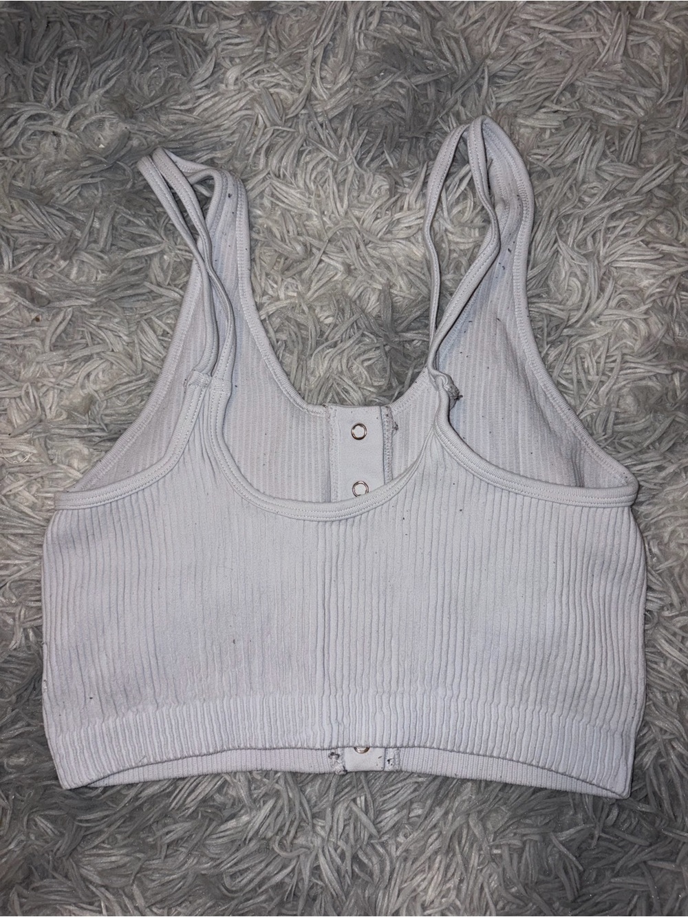 White Ribbed Snap-Front Crop Tank Top - Picture 2 of 3
